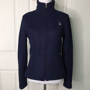 Spyder Style #3678 Womens Cable Zip Up Sweater Jacket Size Small Navy Blue
